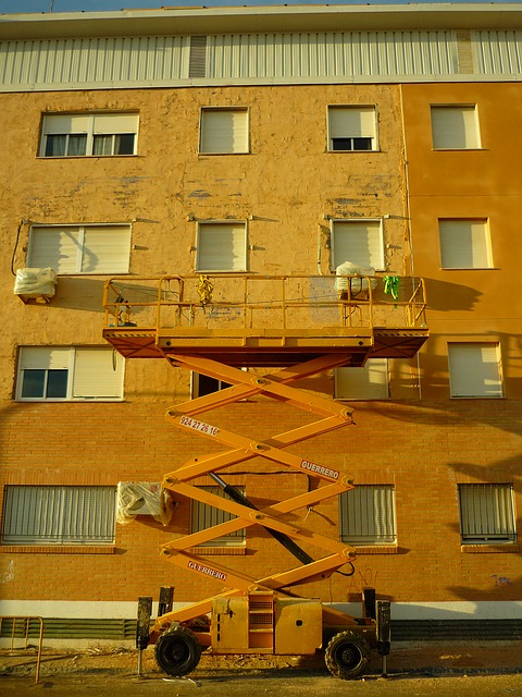 Scissor lift used for facade work